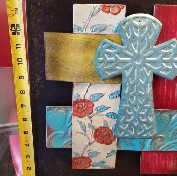 TEXTURED 3D METAL CROSS WALL ART DECOR - Picture 5 of 11